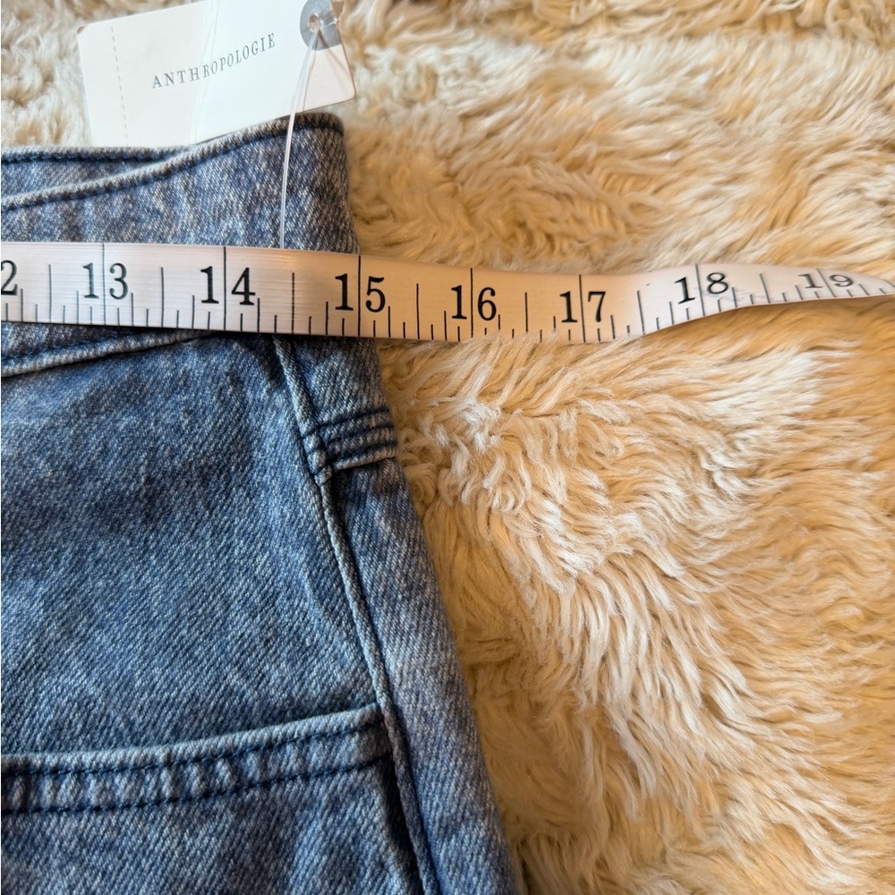 Anthropologie Blue Denim Wide-Leg Jeans with Beige Baroque Motif - Picture 5 of 5